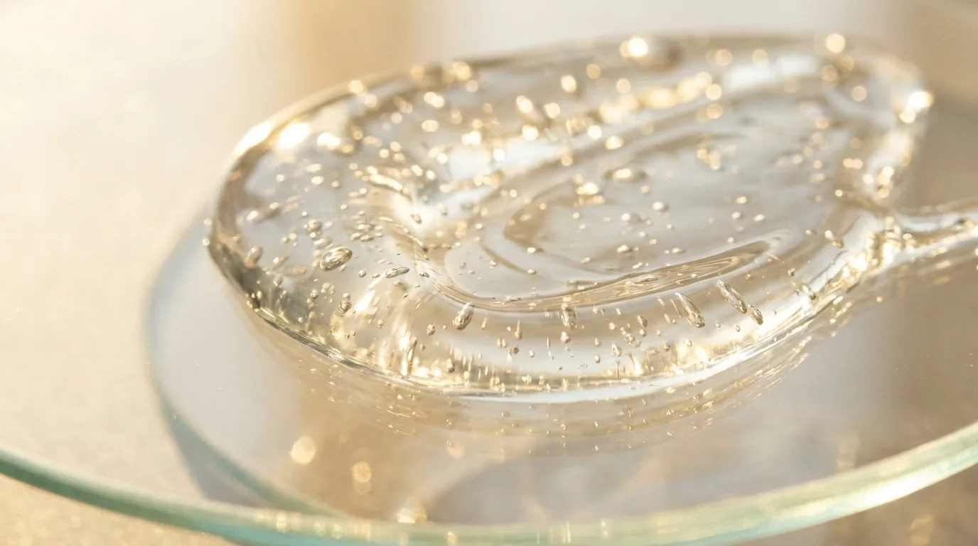 Macro de textura de gel transparente com bolhas