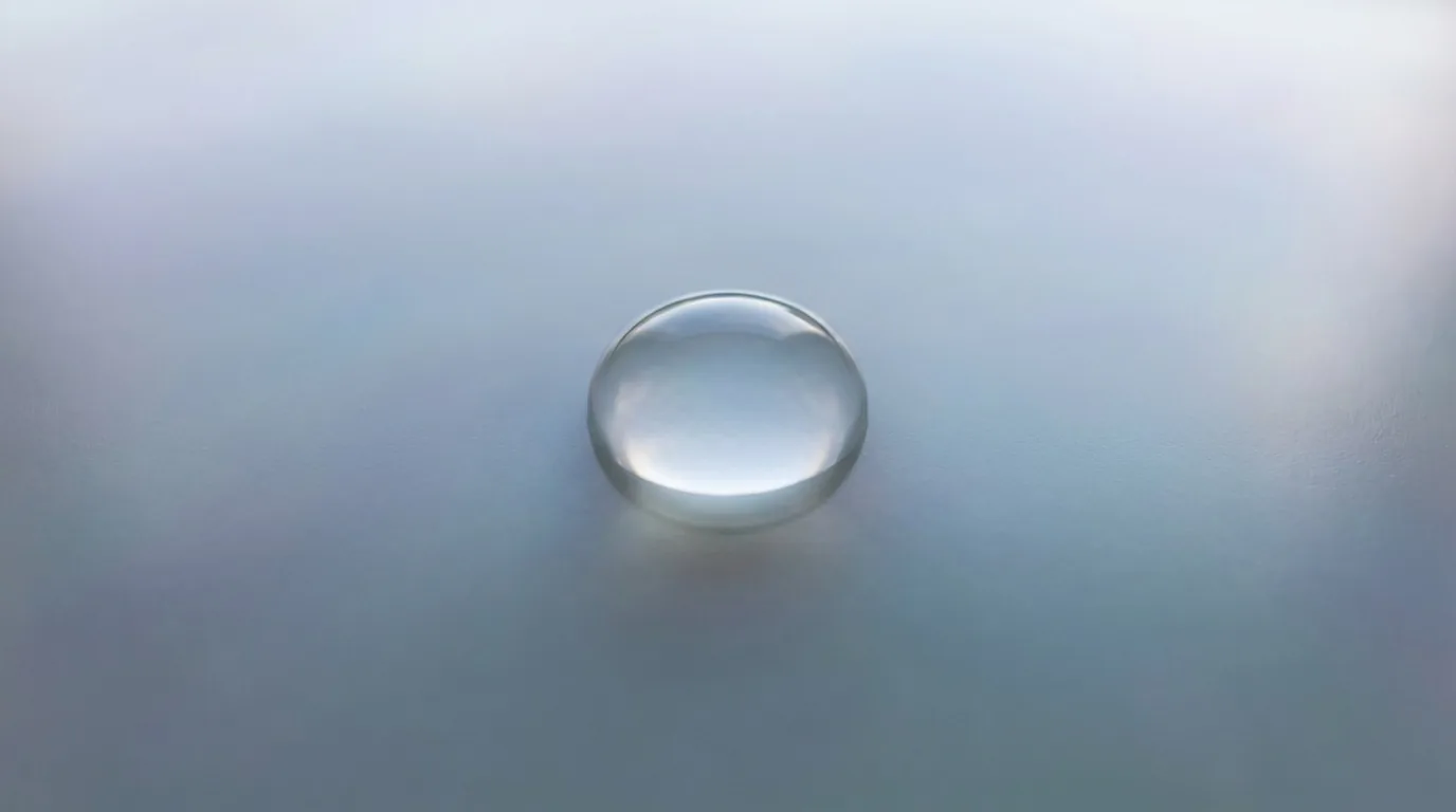 Macro de gota de água sobre superfície com aspecto de pele hidratada