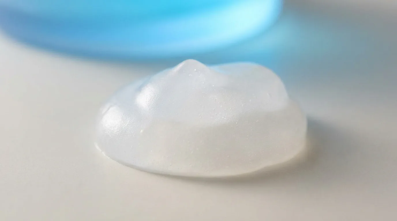 Macro de textura de gel leve sem brilho sobre superfície clara