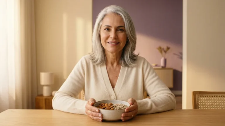 Mulher madura representando a vitamina E para a pele