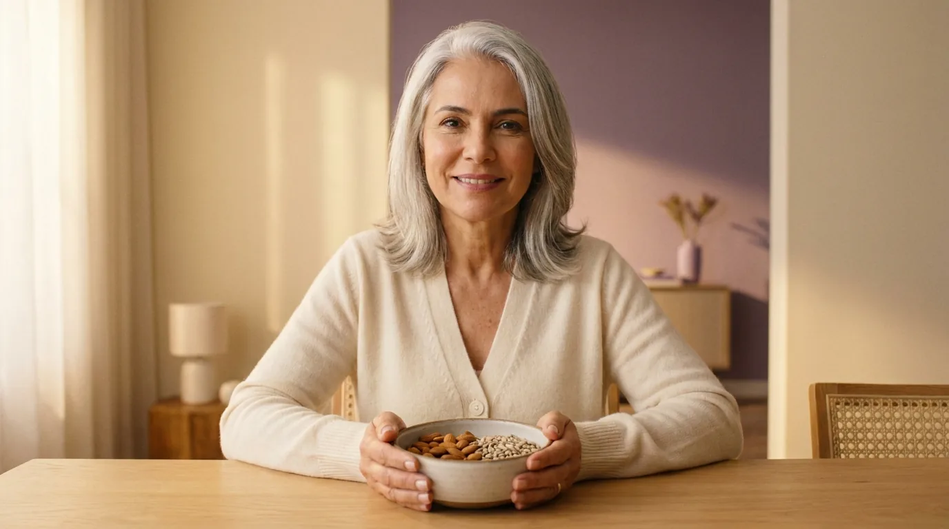 Mulher madura representando a vitamina E para a pele