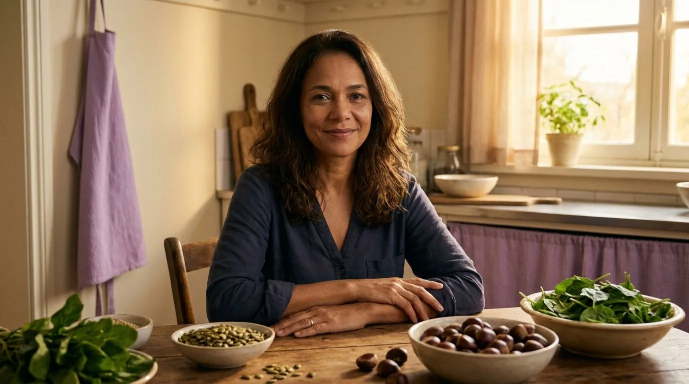 Mulher madura em cena de nutricao representando o zinco para pele e cabelo