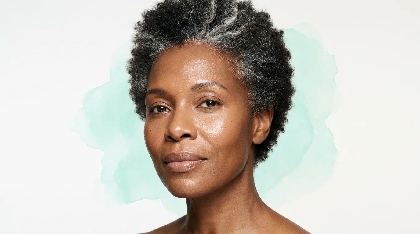 Mulher madura de pele viçosa e hidratada em luz suave