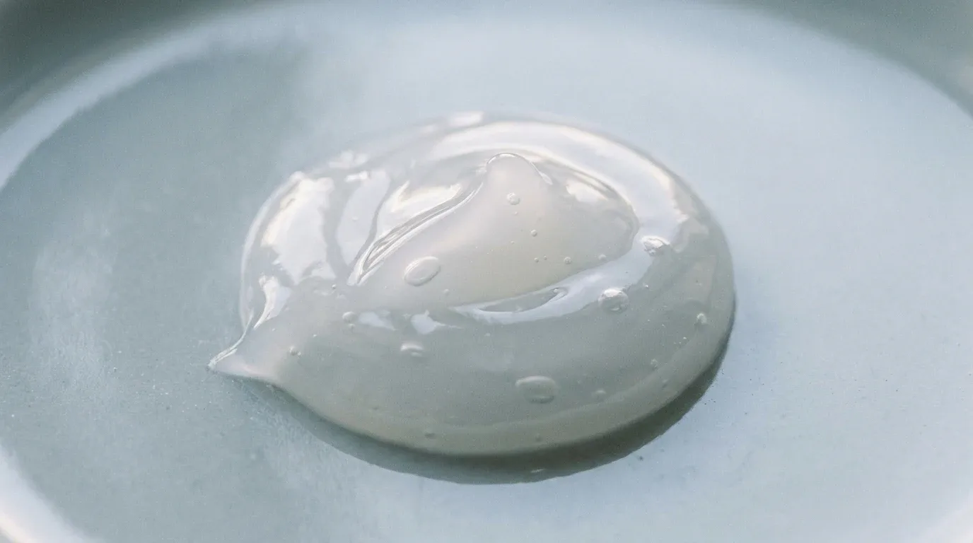 Macro de gel-creme de máscara de dormir sobre superfície azul-acinzentada